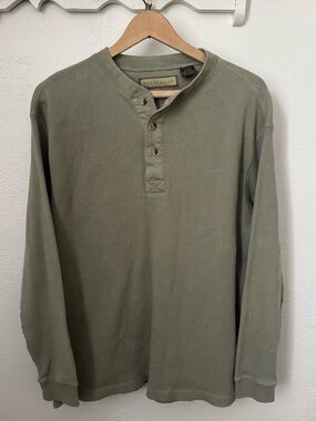 Natural Life Waffle Knit Henley Shirt Men’s Medium Hunter Green 100% Cotton
